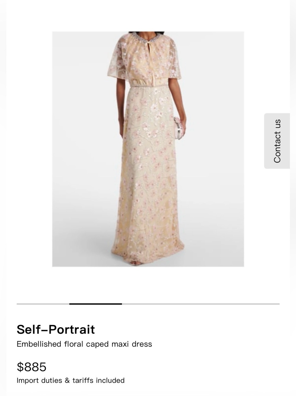 Self-Portrait Embellished Pale Gold and Pink Maxi Dress